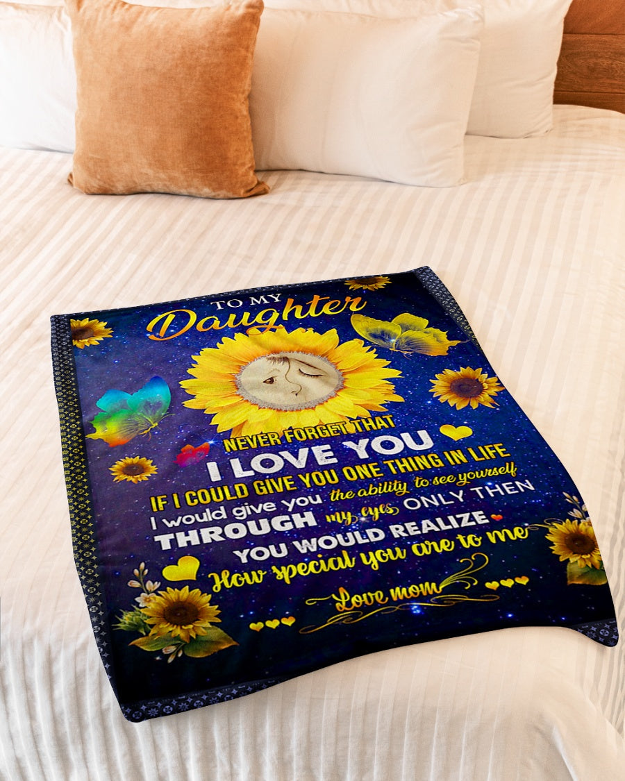 Sunflower Never Forget I Love You Mom To Daughter Flannel Blanket For Cozy Bedroom Sofa Decor