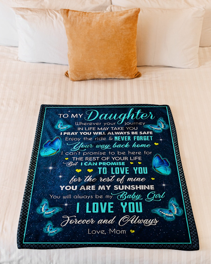 Butterfly Wherever Your Journey In Life Mom To Daughter Flannel Blanket For Cozy Bedroom Sofa Decor