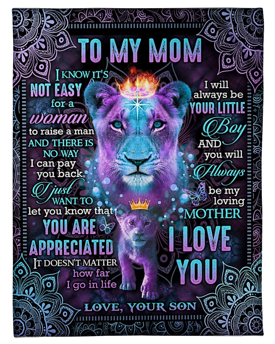 Lion Love To My Mom You Are The World Flannel Blanket For Cozy Bedroom Sofa Decor