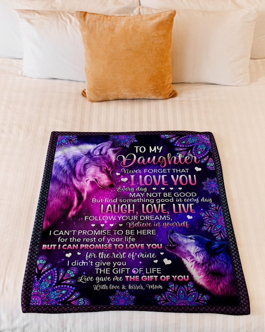 Wolf Never Forget That I Love You Mom To Daughter Flannel Blanket For Cozy Bedroom Sofa Decor