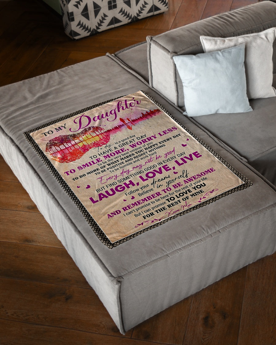 Guitar Today Is A Good Day Mom To Daughter Flannel Blanket For Cozy Bedroom Sofa Decor