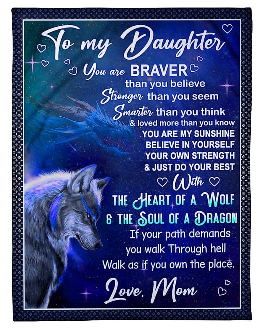 Wolf Believe In Yourself Daughter Gift Flannel Blanket For Cozy Bedroom Sofa Decor