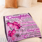Butterfly To My Daughter Sometimes It's Hard Pink Flannel Blanket For Cozy Bedroom Sofa Decor