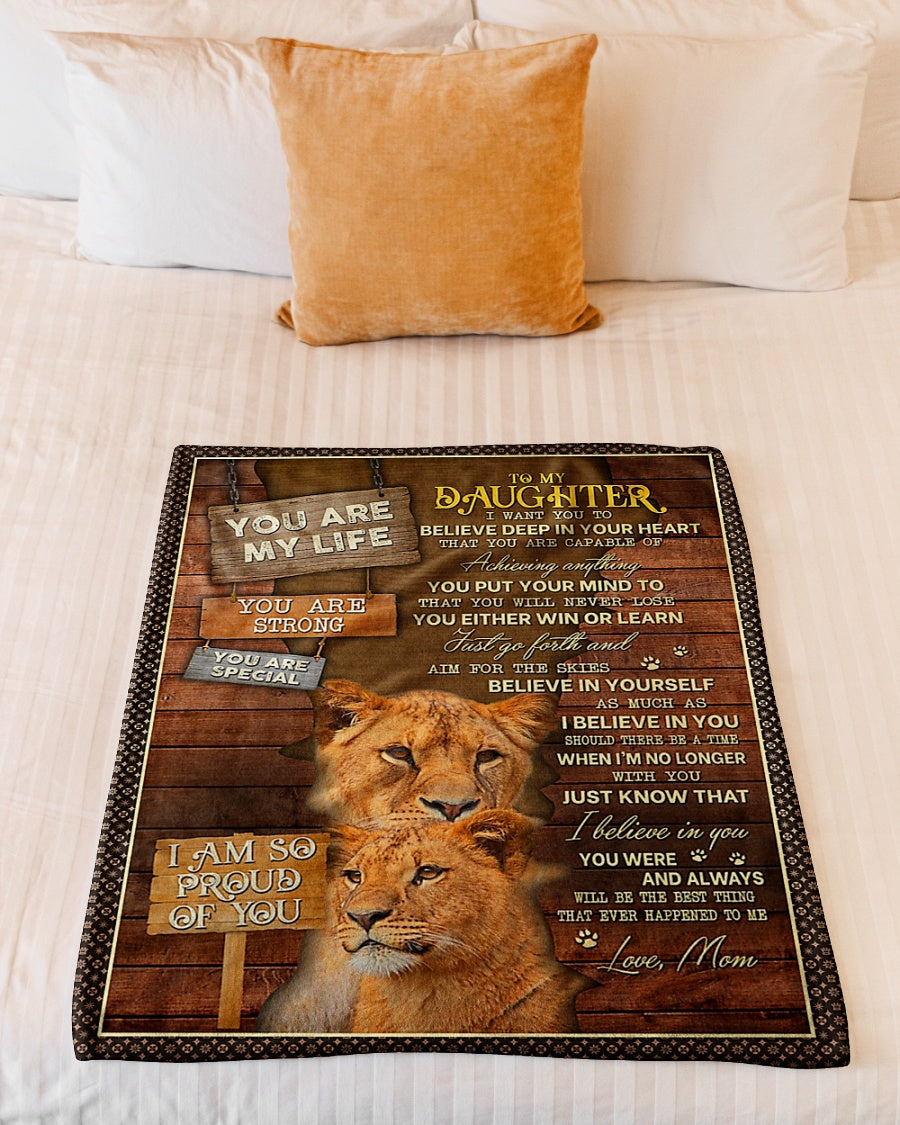 Lion You Are My Life Daughter Gift Flannel Blanket For Cozy Bedroom Sofa Decor
