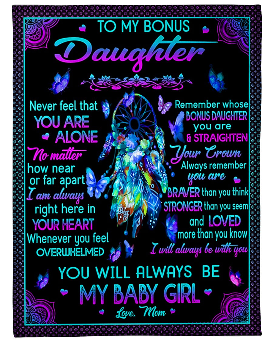 Family Never Feel That You Are Alone To Bonus Daughter Flannel Blanket For Cozy Bedroom Sofa Decor