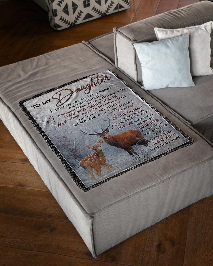 Deer My Heart Daughter Gift Flannel Blanket For Cozy Bedroom Sofa Decor