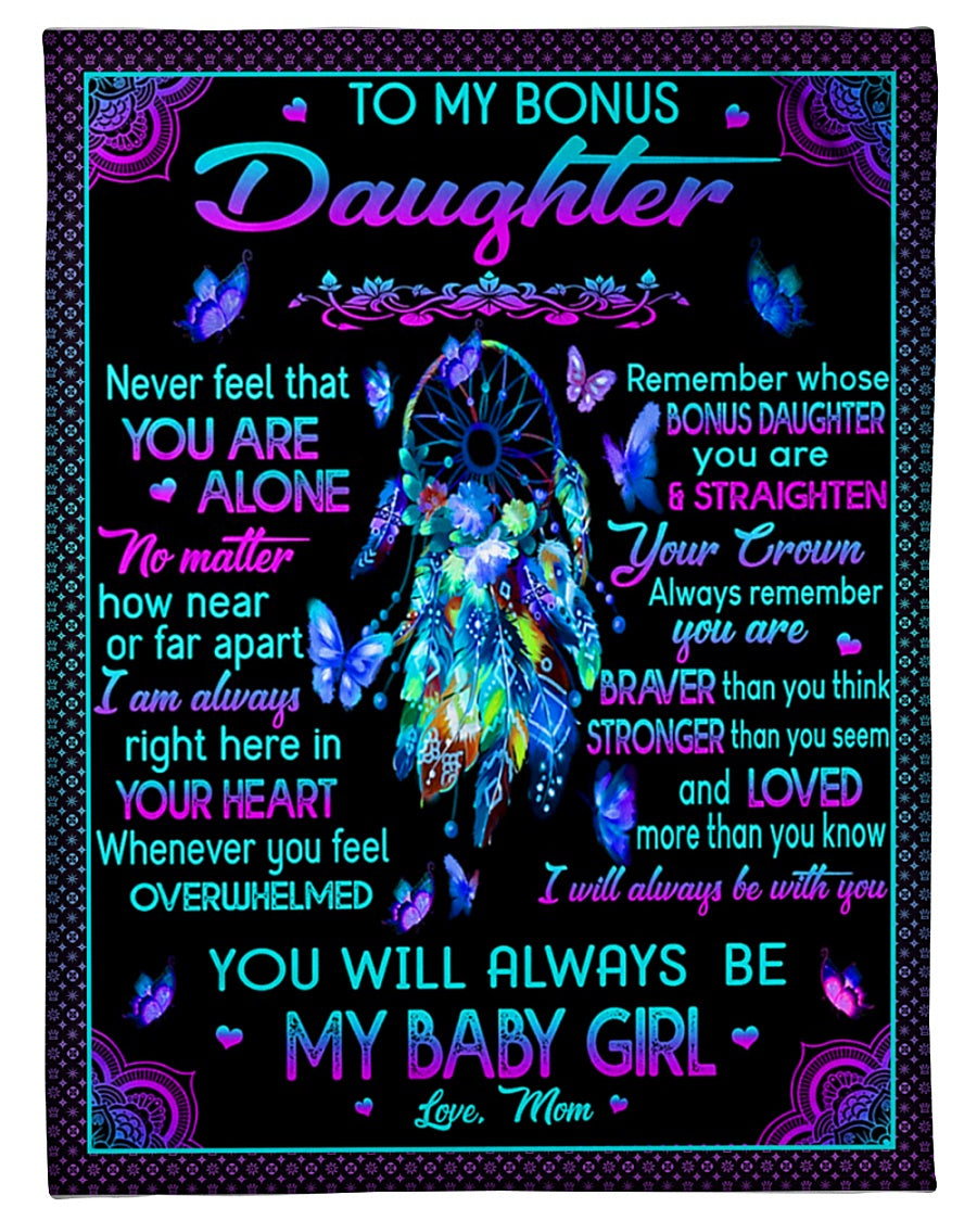 Family Never Feel That You Are Alone To Bonus Daughter Flannel Blanket For Cozy Bedroom Sofa Decor