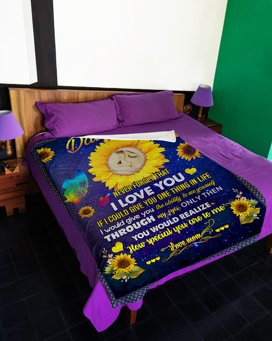 Sunflower Never Forget I Love You Mom To Daughter Flannel Blanket For Cozy Bedroom Sofa Decor