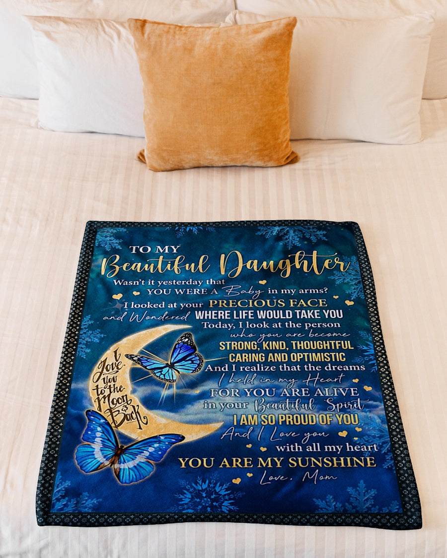 Butterfly Mom To Daughter Wasn't It Yesterday Flannel Blanket For Cozy Bedroom Sofa Decor