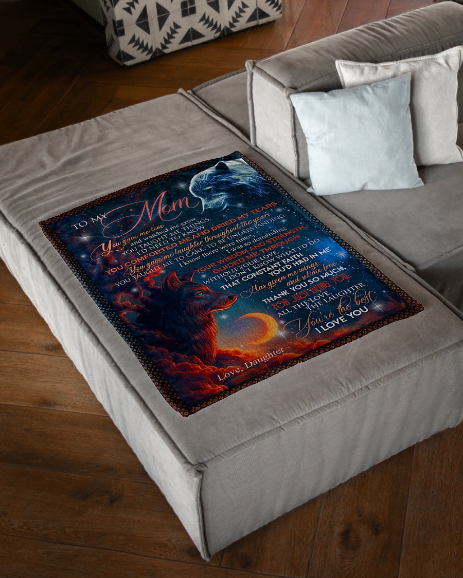 Wolf You Gave Me Love Mother Flannel Blanket For Cozy Bedroom Sofa Decor