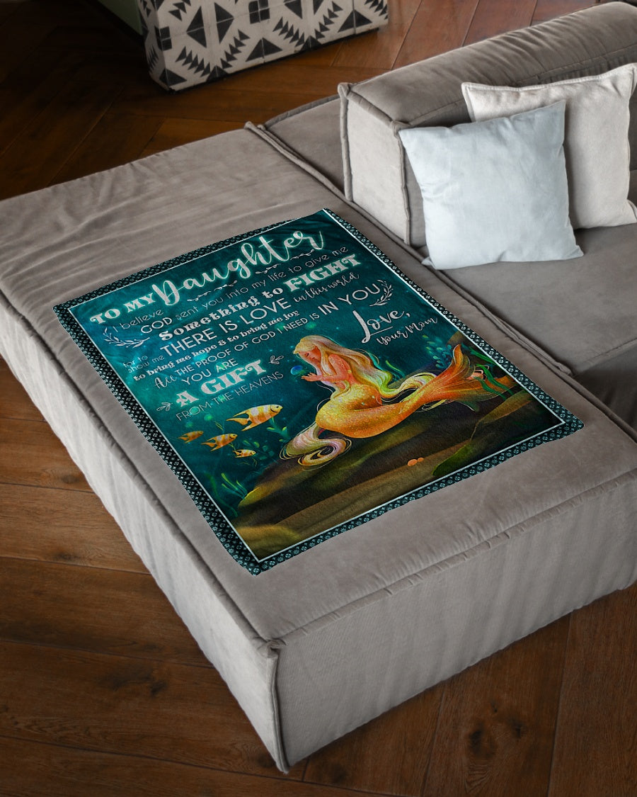 Mermaid God Sent You Into My Life Mom To Daughter Flannel Blanket For Cozy Bedroom Sofa Decor