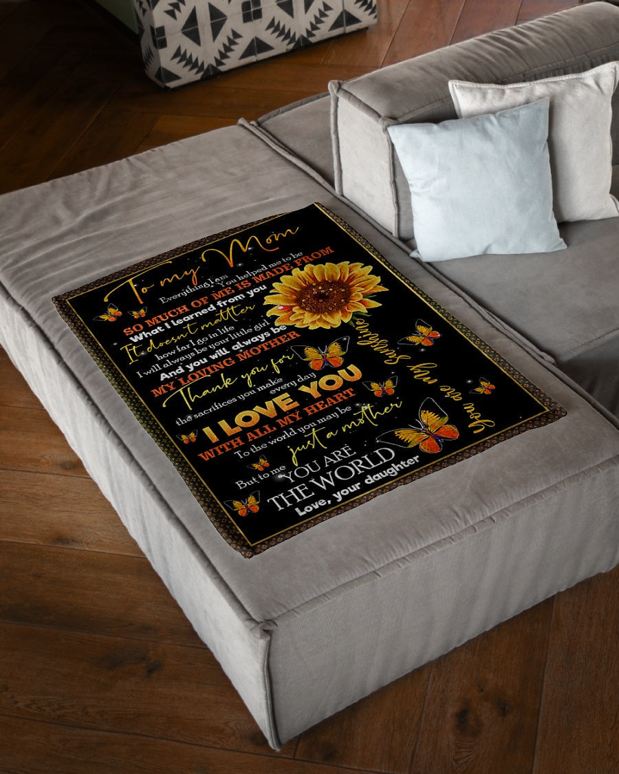 Sunflower To My Mom Flannel Blanket For Cozy Bedroom Sofa Decor