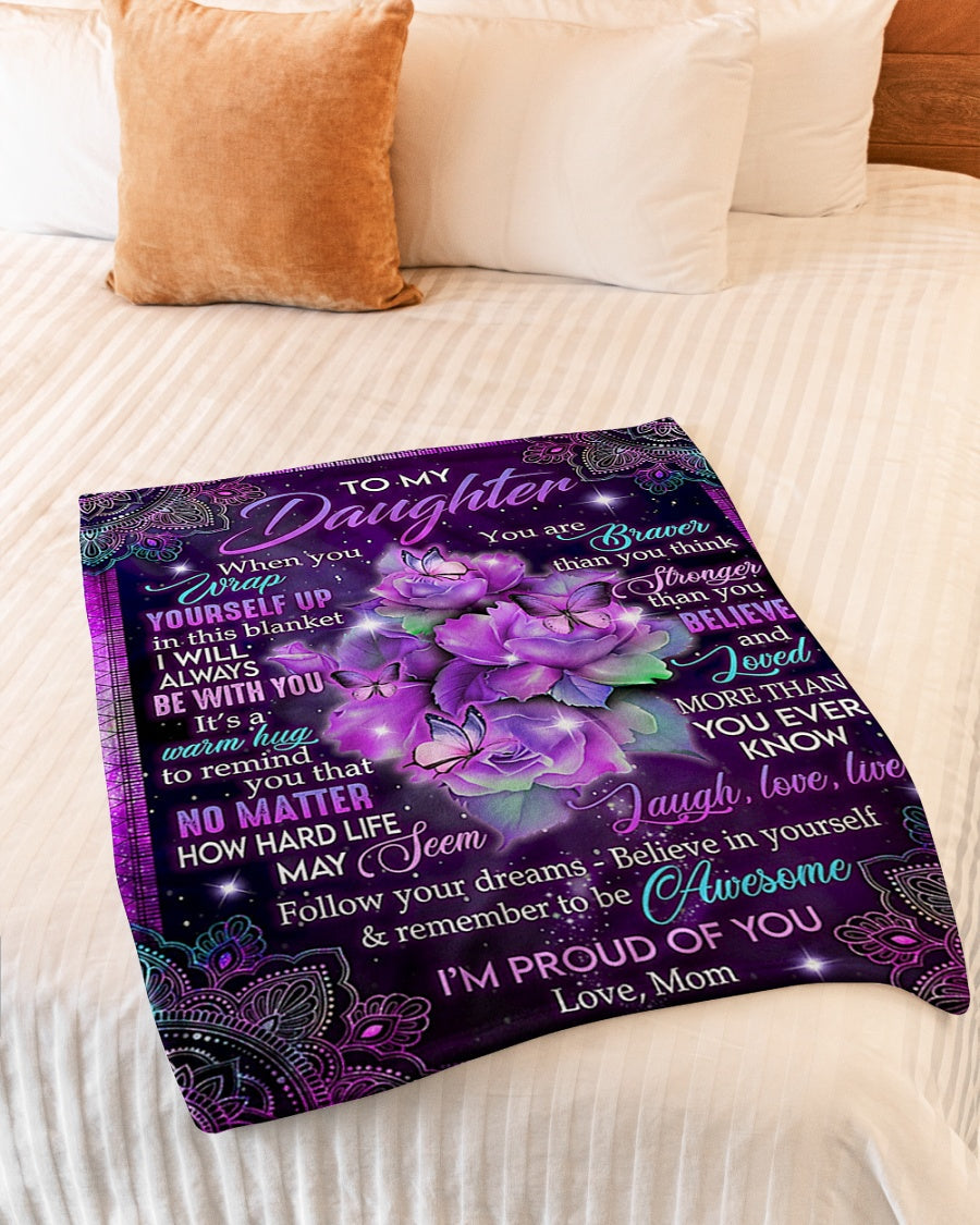 Butterfly I'm Proud Of You Daughter Gift Flannel Blanket For Cozy Bedroom Sofa Decor