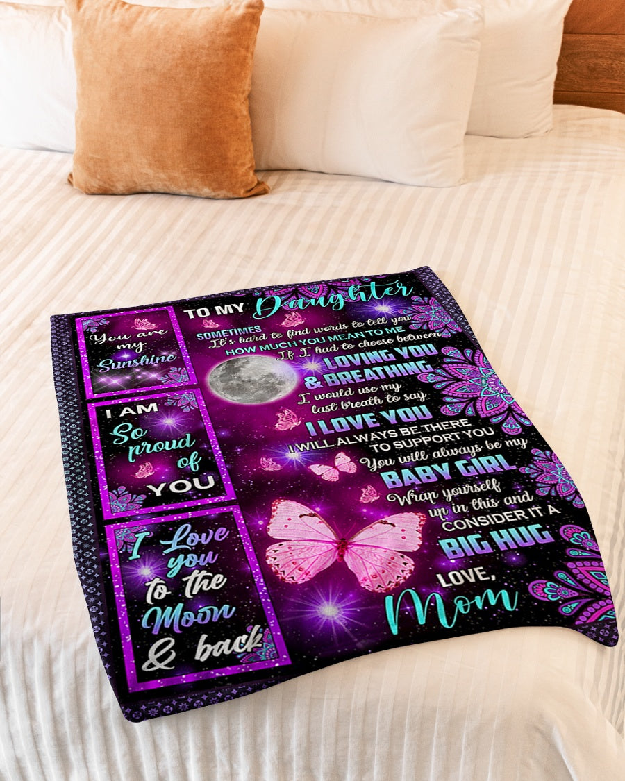 Butterfly I Love You Daughter Gift Flannel Blanket For Cozy Bedroom Sofa Decor