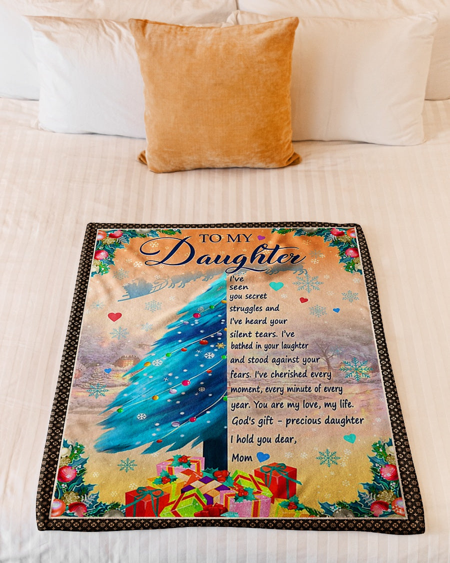 Christmas You Are My Love Daughter Gift From Mom Flannel Blanket For Cozy Bedroom Sofa Decor