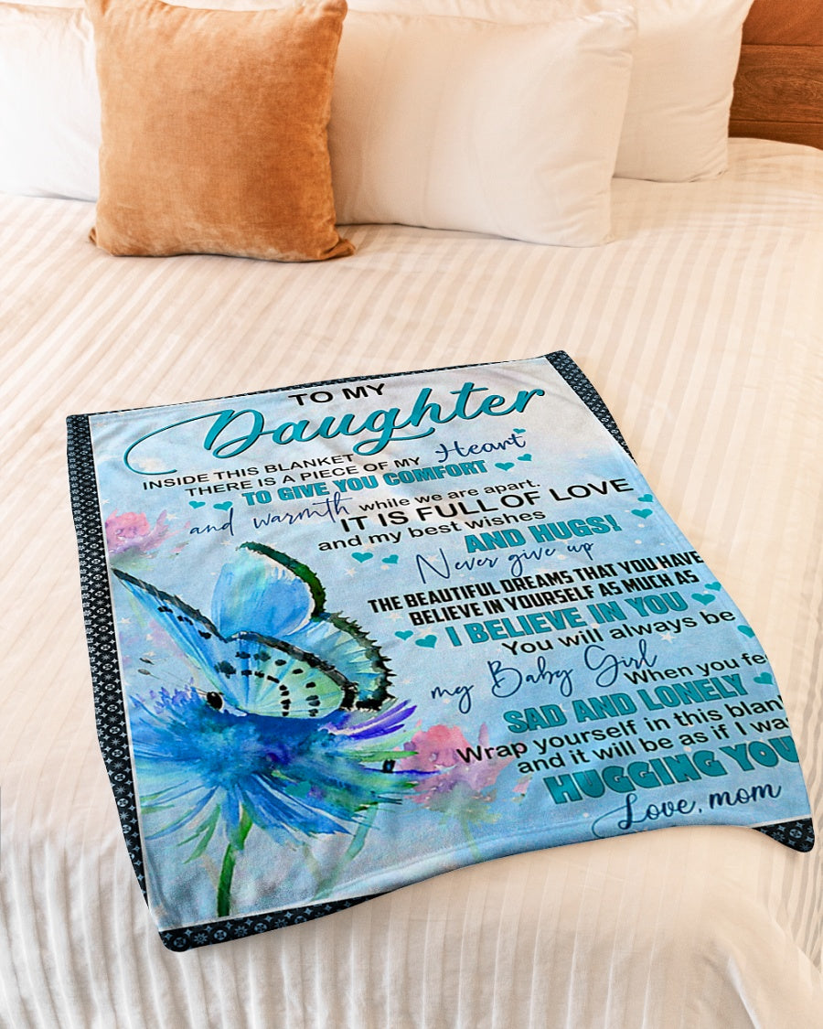 Butterfly Mom To Daughter Love Gift Flannel Blanket For Cozy Bedroom Sofa Decor