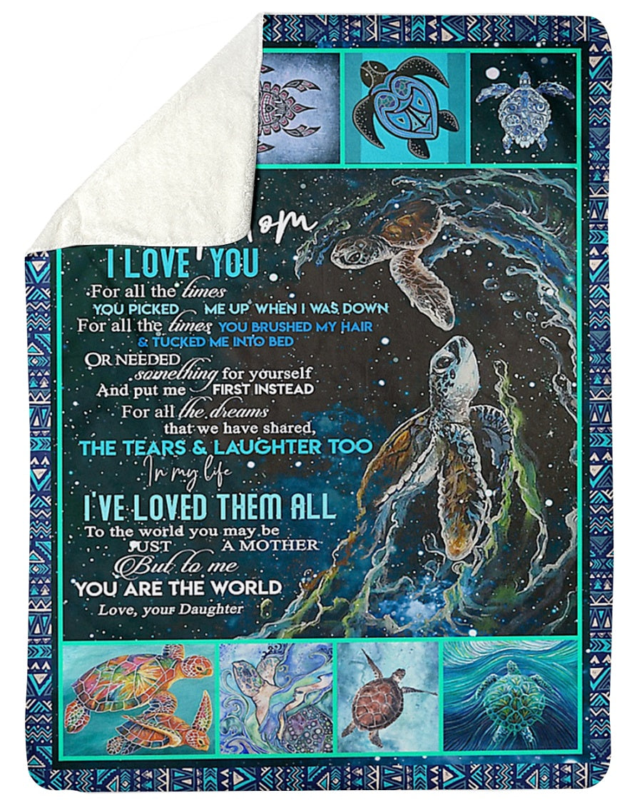Turtle To My Mom Love Flannel Blanket For Cozy Bedroom Sofa Decor