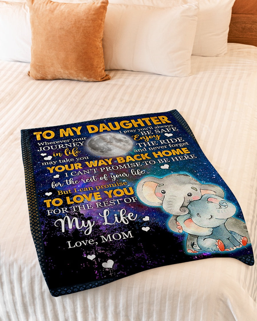 Elephant Your Way Back Home Daughter Gift Flannel Blanket For Cozy Bedroom Sofa Decor