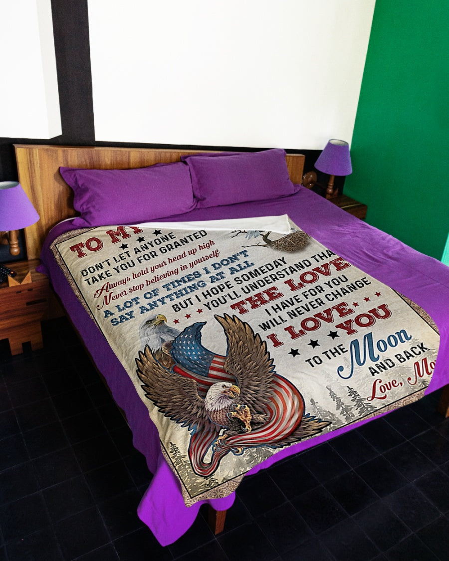Eagle I Love You Daughter Gift Flannel Blanket For Cozy Bedroom Sofa Decor