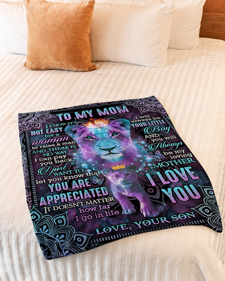 Lion You Will Always Be My Loving Mother Your Little Boy Flannel Blanket For Cozy Bedroom Sofa Decor