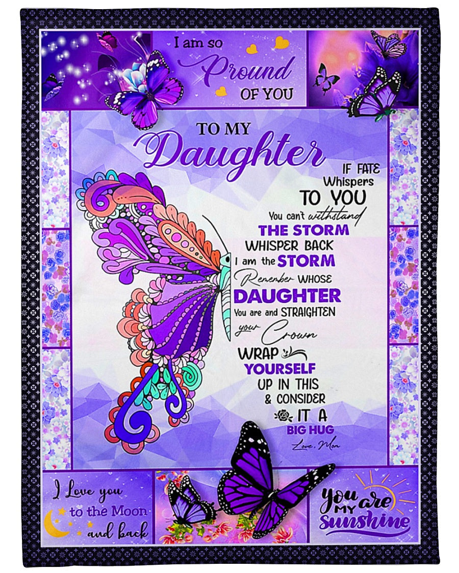 Butterfly If Fate Whispers To You Mom To Daughter Flannel Blanket For Cozy Bedroom Sofa Decor