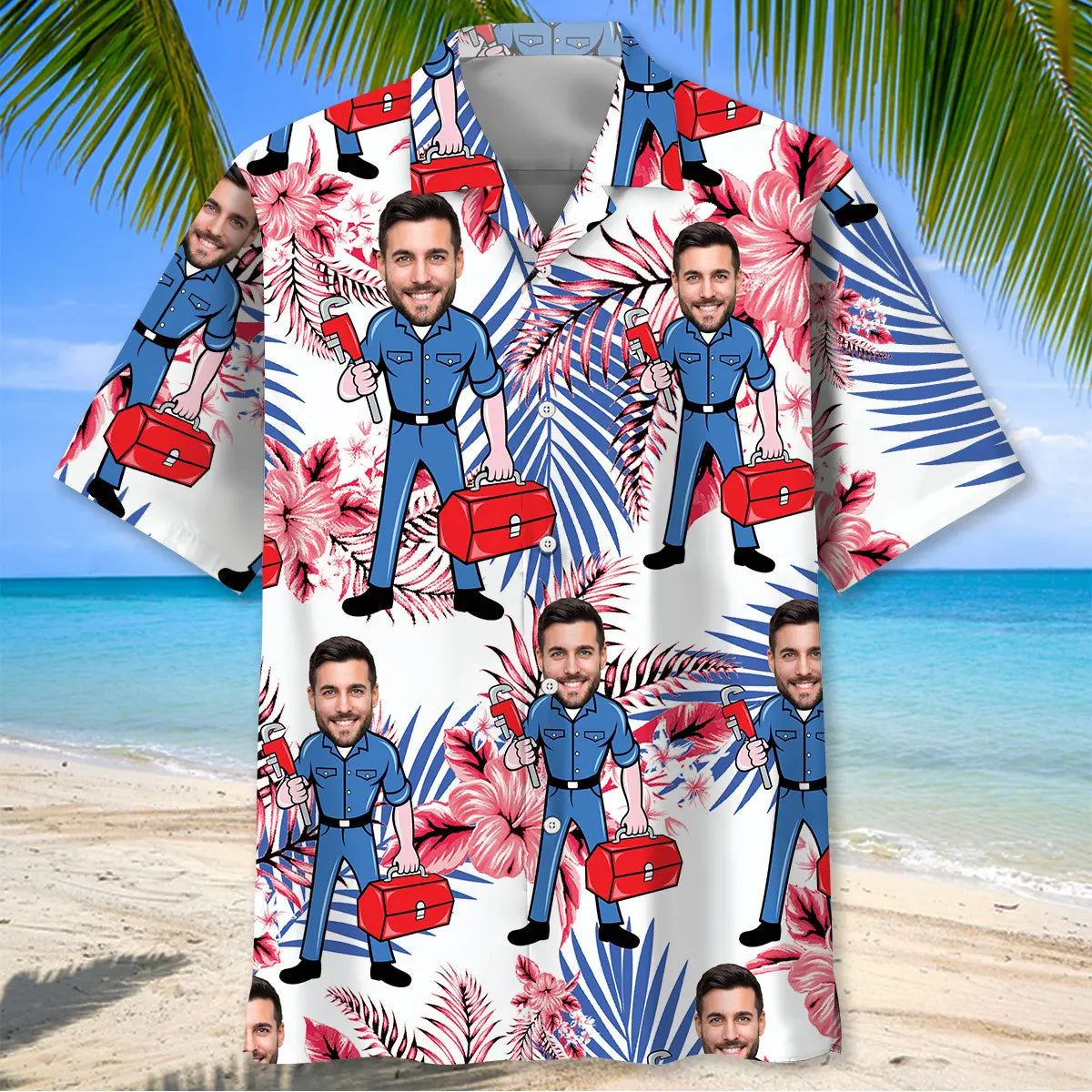 Repair Personalized Photo Face Hawaiian Shirt For Island Vacations, Resort Wear, And Relaxed Seasonal Style