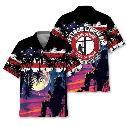 Retired Lineman Hawaiian Shirt For Weekend Escape And Everyday Comfort