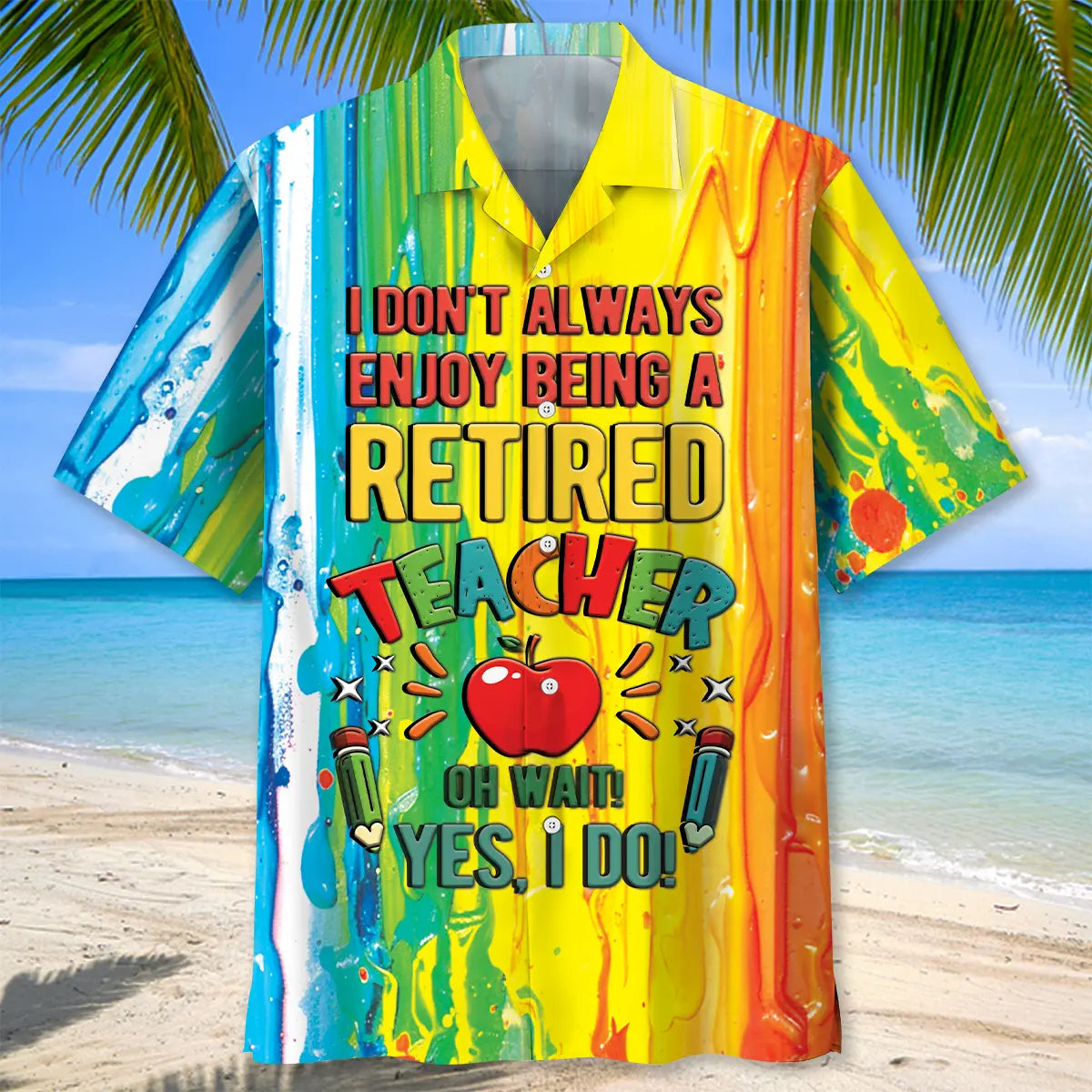Retired Teacher Hawaiian Shirt For Seasonal Celebration, Summer Vacation, And Resort Wear