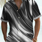 Retro 60S Gradient Line Geometric Hawaiian Shirt For Coastal Travel, Casual Events, And Comfortable Summer Wear