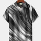 Retro 60S Gradient Line Geometric Hawaiian Shirt For Coastal Travel, Casual Events, And Comfortable Summer Wear