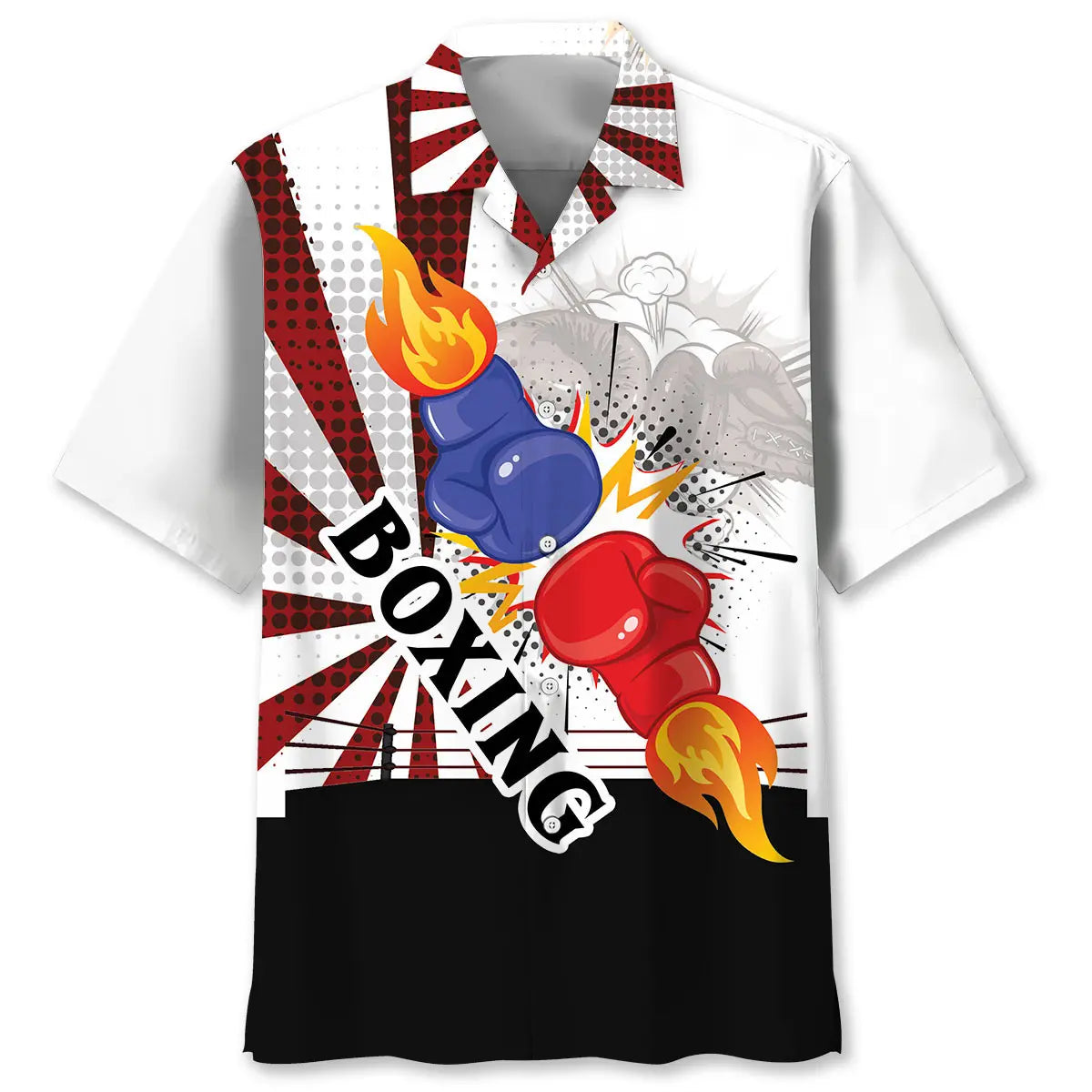 Retro Boxing Hawaiian Shirt For Coastal Travel, Casual Events, And Comfortable Summer Wear