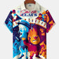 Retro Cartoon Holiday Christmas Santa Hawaiian Shirt For Summer Vacation, Beach Travel, And Casual Wear