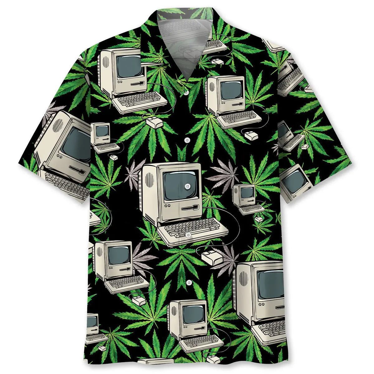 Retro Computer Hawaiian Shirt For Island Getaway, Weekend Escape, And Beachside Style