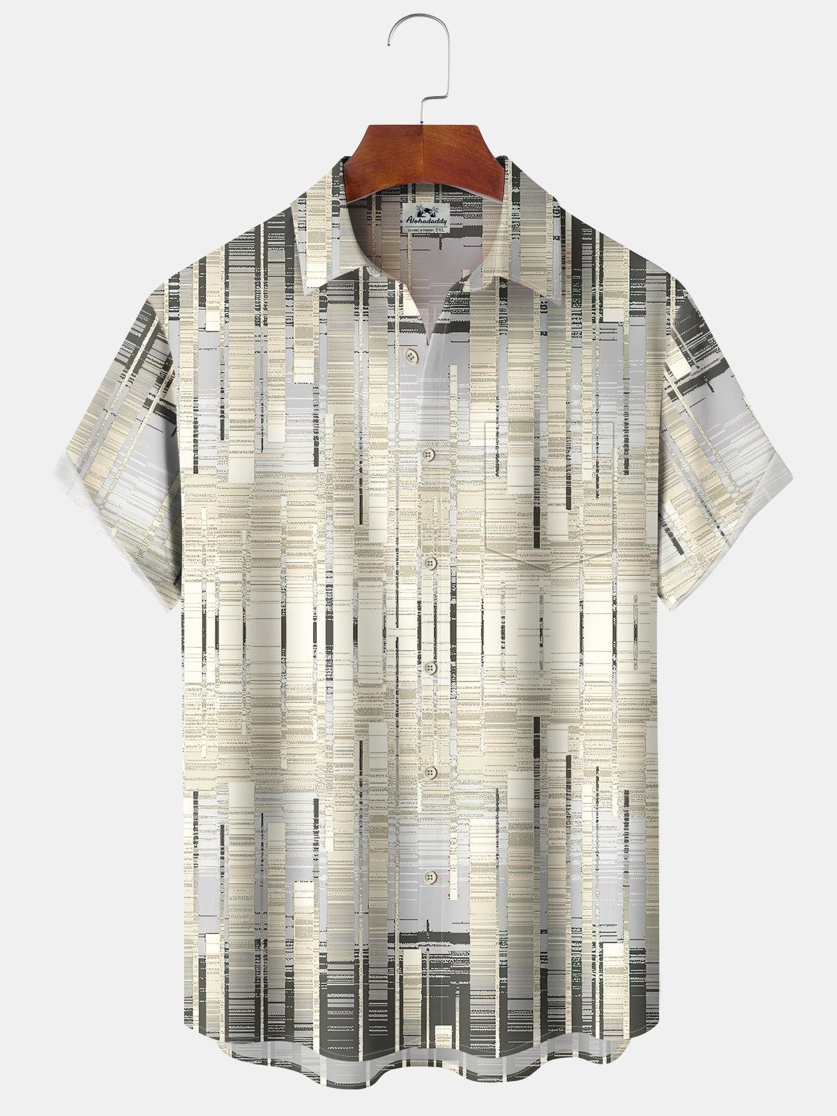 Retro Geometric Gradient Hawaiian Shirt For Resort Trips, Coastal Parties, And Warm Weather Style