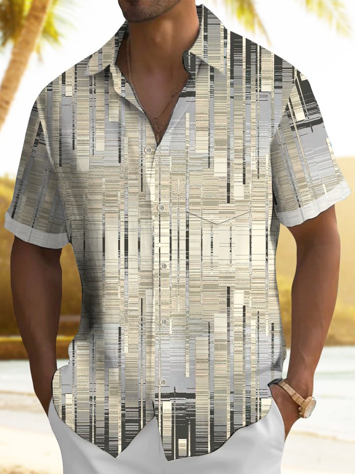 Retro Geometric Gradient Hawaiian Shirt For Resort Trips, Coastal Parties, And Warm Weather Style