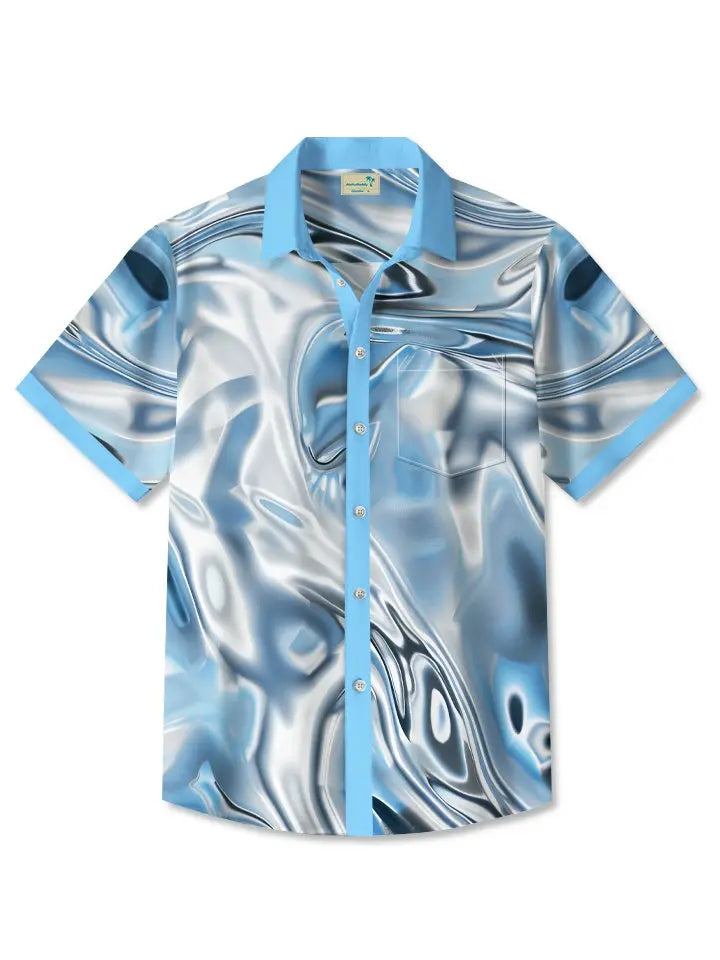 Retro Gradient Water Wave Geometric Beach Holiday Hawaiian Shirt