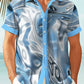 Hawaiian Shirt / Adults / S Retro Gradient Water Wave Geometric Beach Holiday Hawaiian Shirt