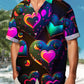 Retro Holiday Men's Valentine's Day 3D Heart Abstract Gradient Hawaiian Shirt