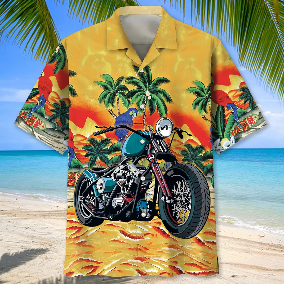 Retro Motorcycle Hawaiian Shirt For Automotive Enthusiasts, Coastal Trips, And Casual Warm Weather Style