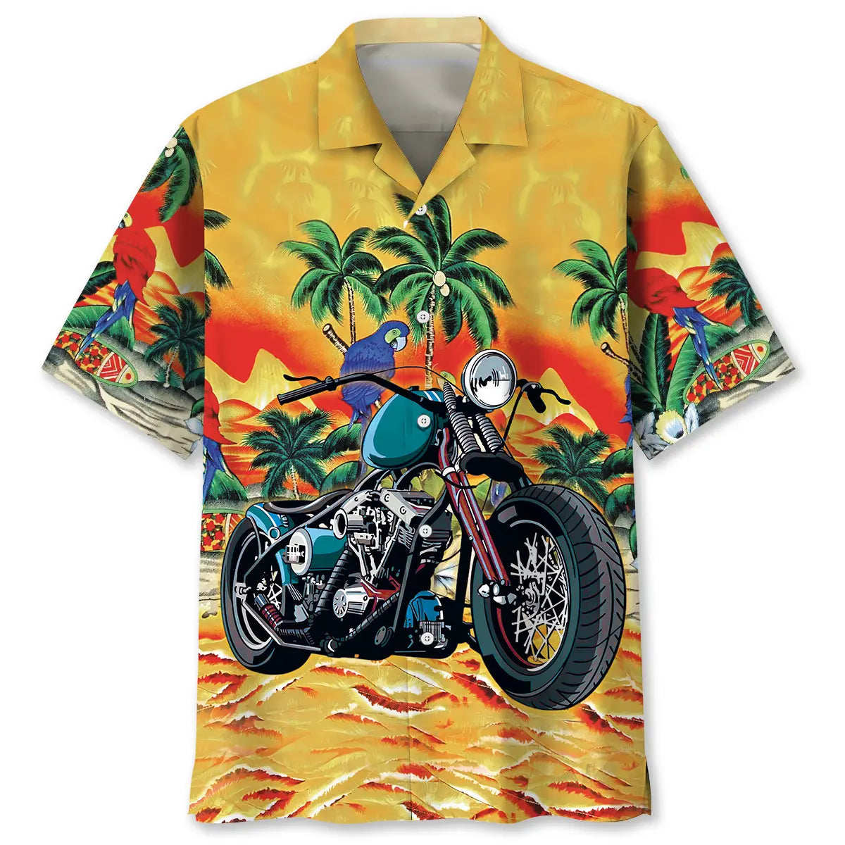 Retro Motorcycle Hawaiian Shirt For Automotive Enthusiasts, Coastal Trips, And Casual Warm Weather Style