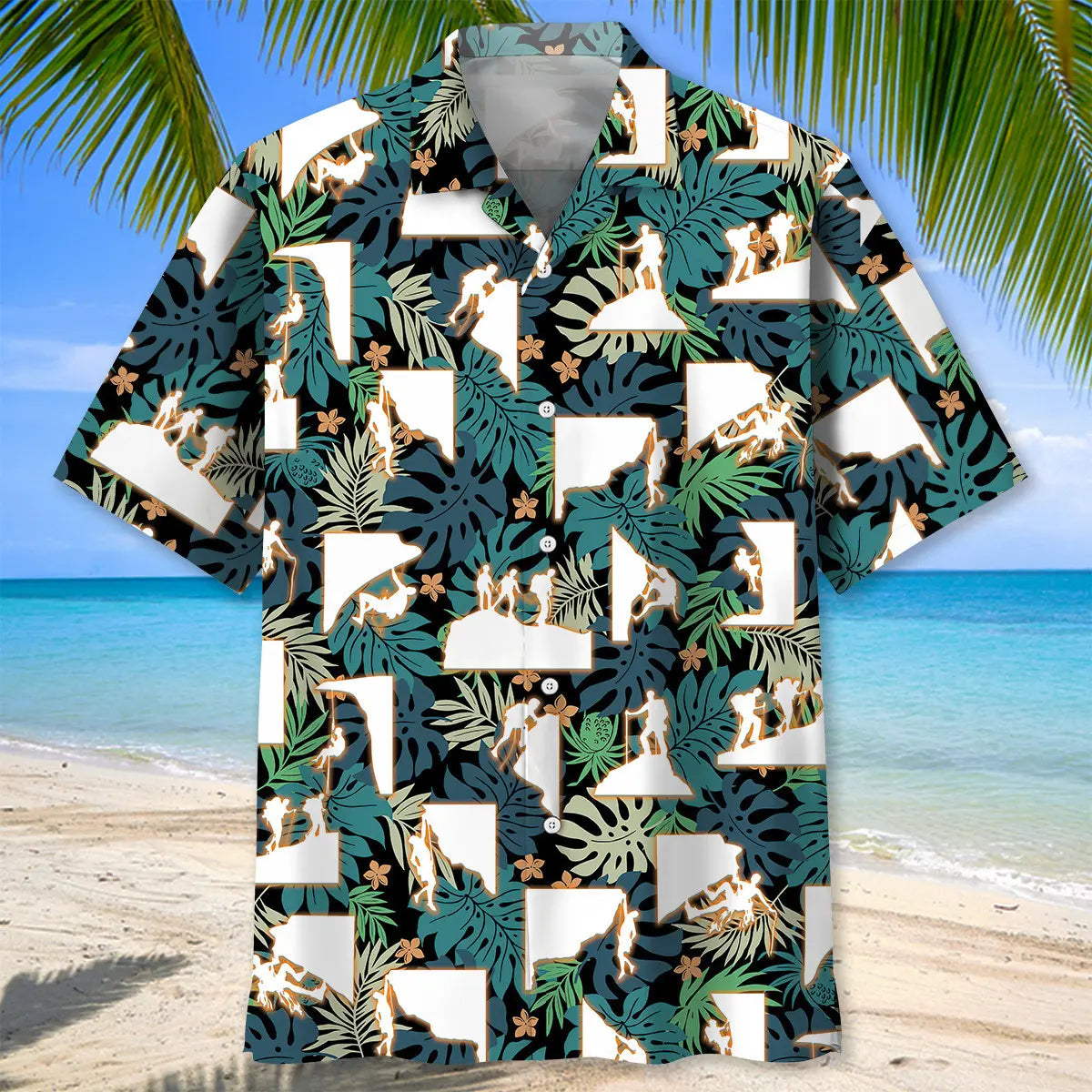Retro Mountain Climbing Hawaiian Shirt For Outdoor Adventures, Coastal Travel, And Comfortable Casual Style