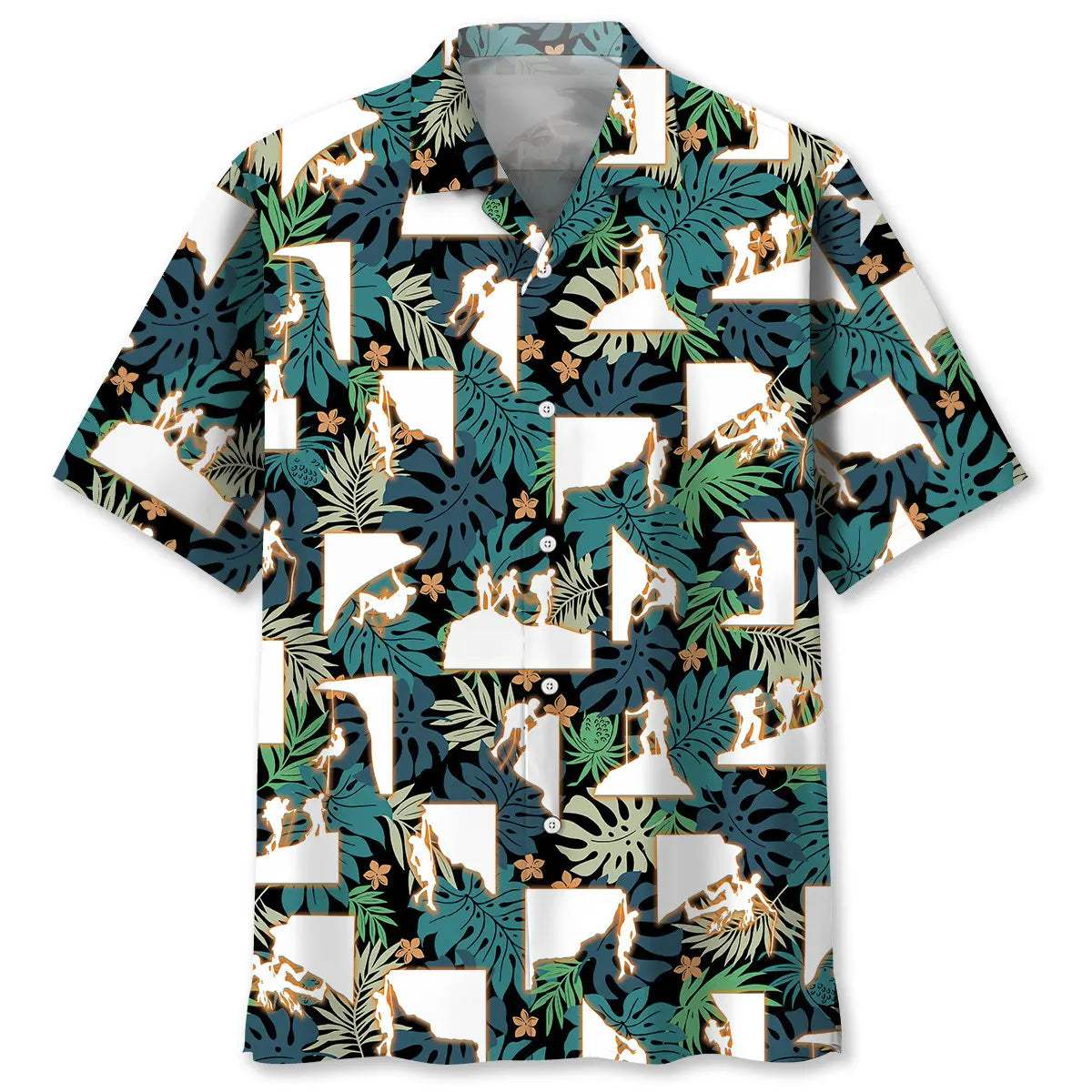 Retro Mountain Climbing Hawaiian Shirt For Outdoor Adventures, Coastal Travel, And Comfortable Casual Style