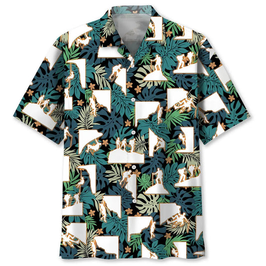 Retro Mountain Climbing Hawaiian Shirt For Outdoor Adventures, Coastal Travel, And Comfortable Casual Style
