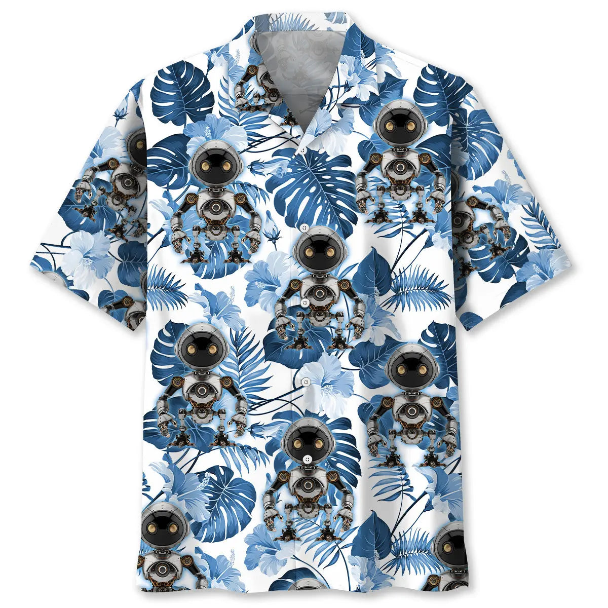 Robotic Creative Pattern Hawaiian Shirt For Beach Days, Summer Outings, And Thoughtful Gift Giving