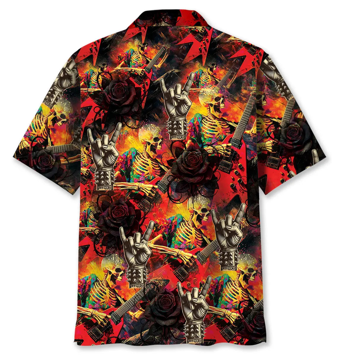 Rock n Roll Skull Guitar Hawaiian Shirt