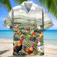 Rooster Farm Hawaiian Shirt For Summer Vacation, Beach Travel, And Casual Wear