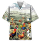 Rooster Farm Hawaiian Shirt For Summer Vacation, Beach Travel, And Casual Wear