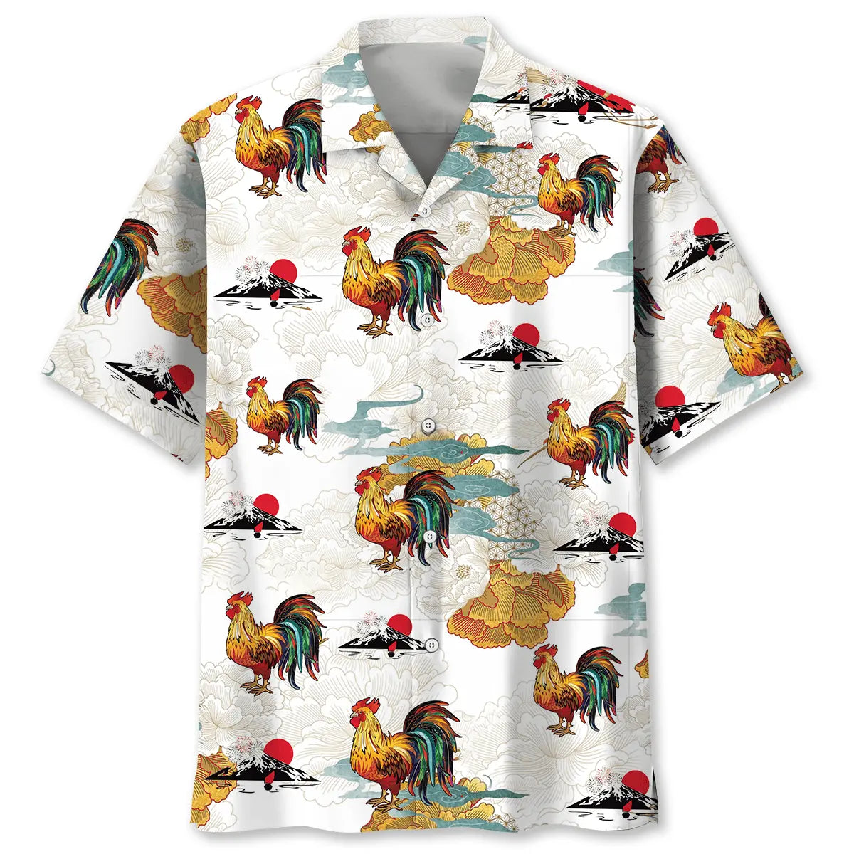 Rooster Creative Pattern Hawaiian Shirt For Coastal Travel, Casual Events, And Comfortable Summer Wear
