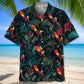 Tropical Rooster Hawaiian Shirt For Summer Vacation, Beach Travel, And Casual Wear