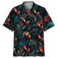Tropical Rooster Hawaiian Shirt For Summer Vacation, Beach Travel, And Casual Wear